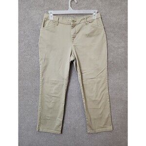 Lee All Day Chino Pants Womens 12 Short Petite Khaki Brown Cotton Stretch